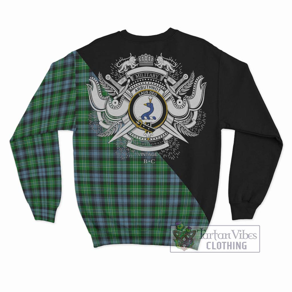 Arbuthnot Ancient Tartan Sweatshirt with Family Crest and Military Logo Style - Tartanvibesclothing Shop