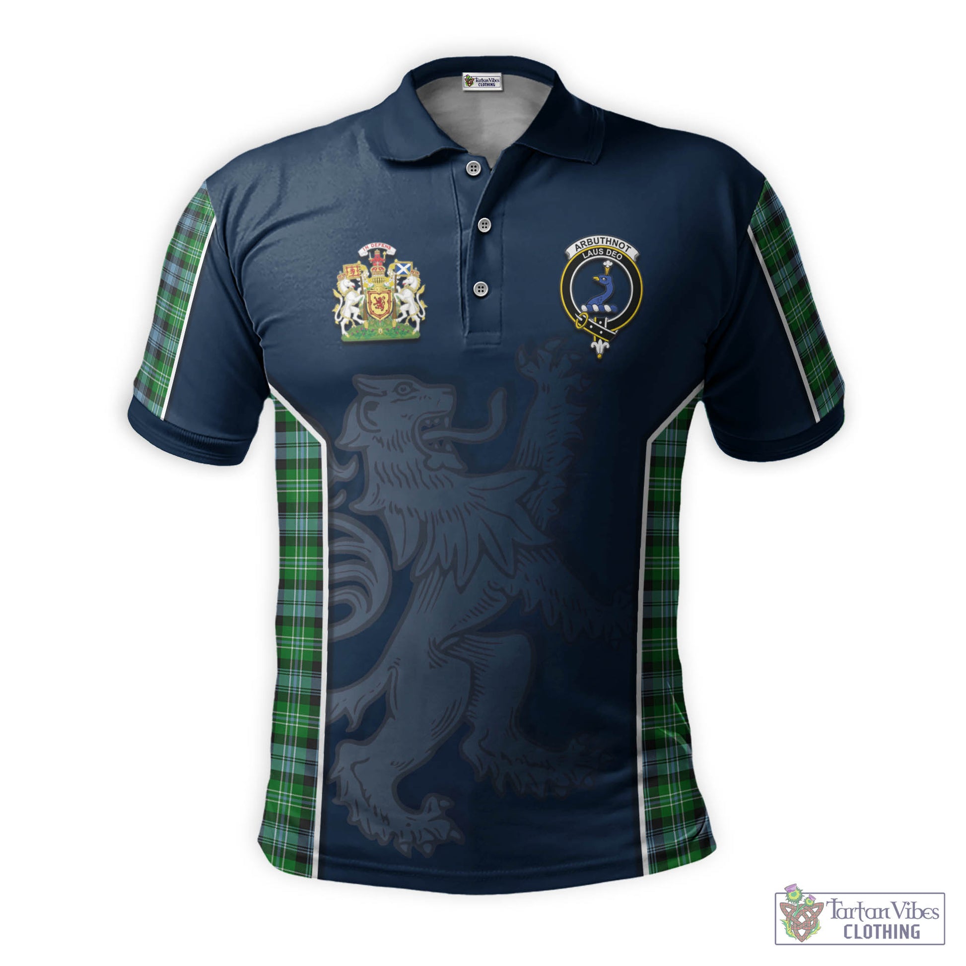 Tartan Vibes Clothing Arbuthnot Ancient Tartan Men's Polo Shirt with Family Crest and Lion Rampant Vibes Sport Style