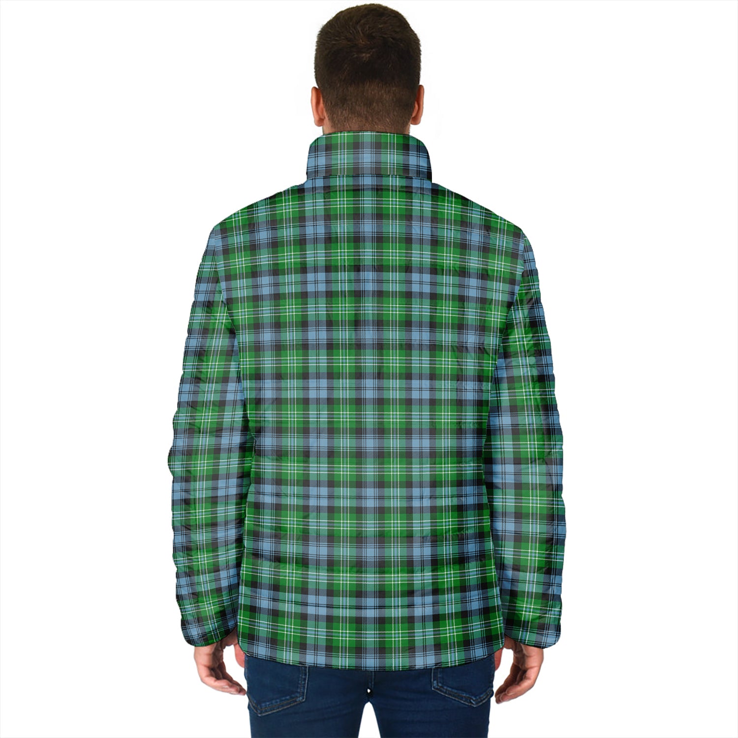 Arbuthnot Ancient Tartan Padded Jacket with Family Crest - Tartan Vibes Clothing