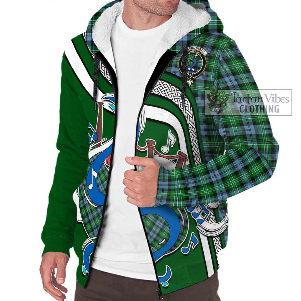 Arbuthnot Ancient Tartan Sherpa Hoodie with Epic Bagpipe Style Unisex - Tartanvibesclothing Shop