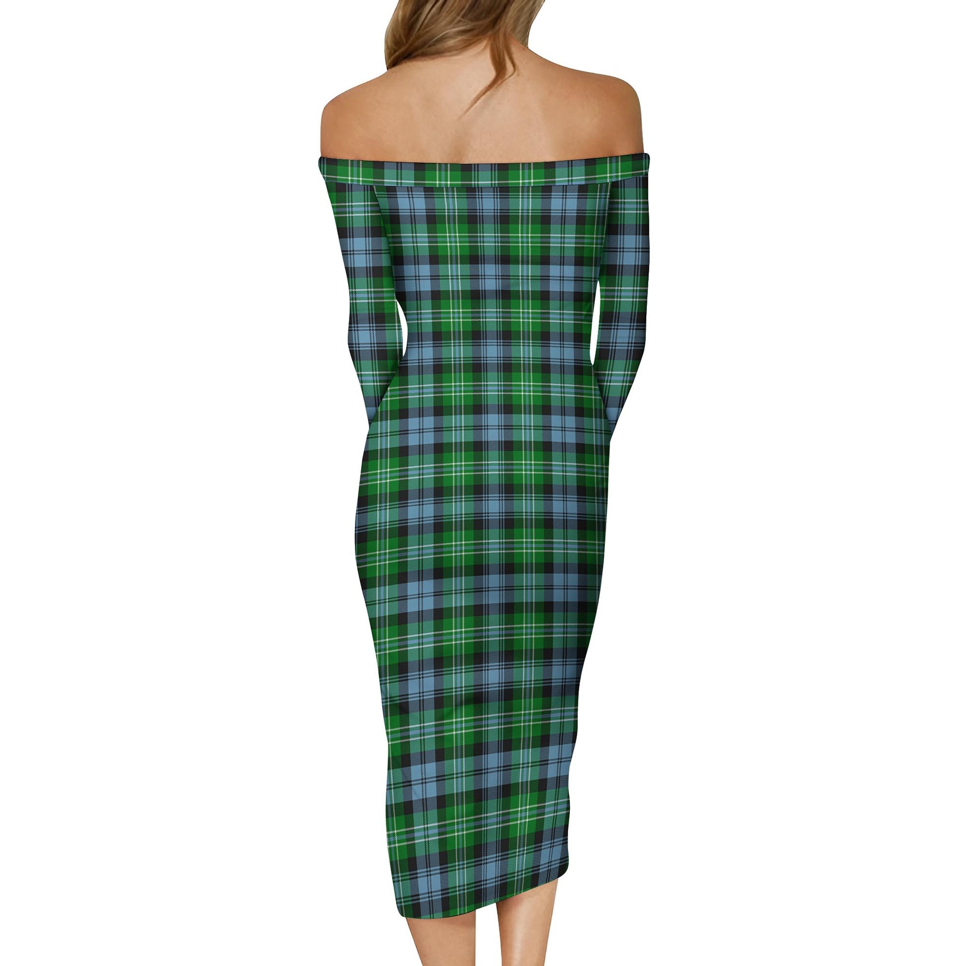 Arbuthnot Ancient Tartan Off Shoulder Lady Dress - Tartanvibesclothing