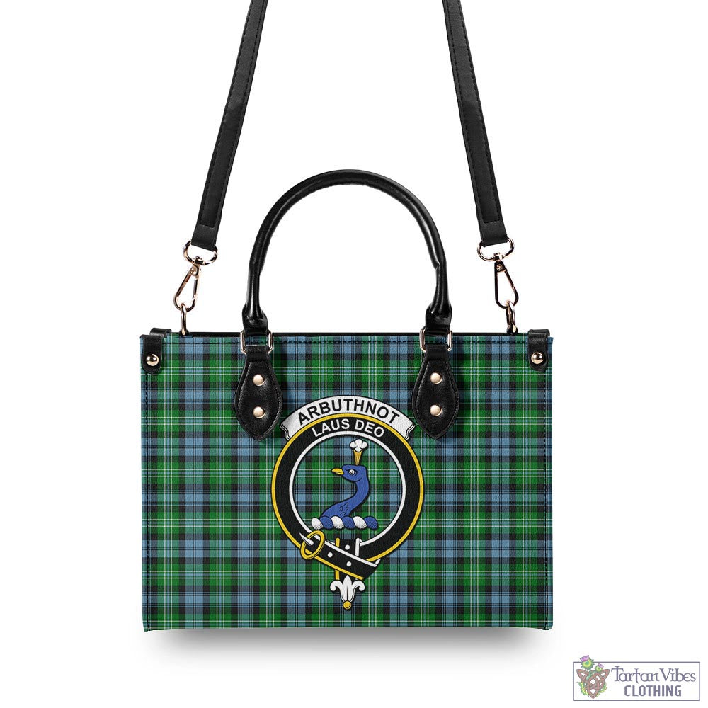 Tartan Vibes Clothing Arbuthnot Ancient Tartan Luxury Leather Handbags with Family Crest