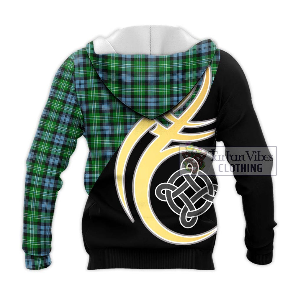 Arbuthnot Ancient Tartan Knitted Hoodie with Family Crest and Celtic Symbol Style - Tartan Vibes Clothing