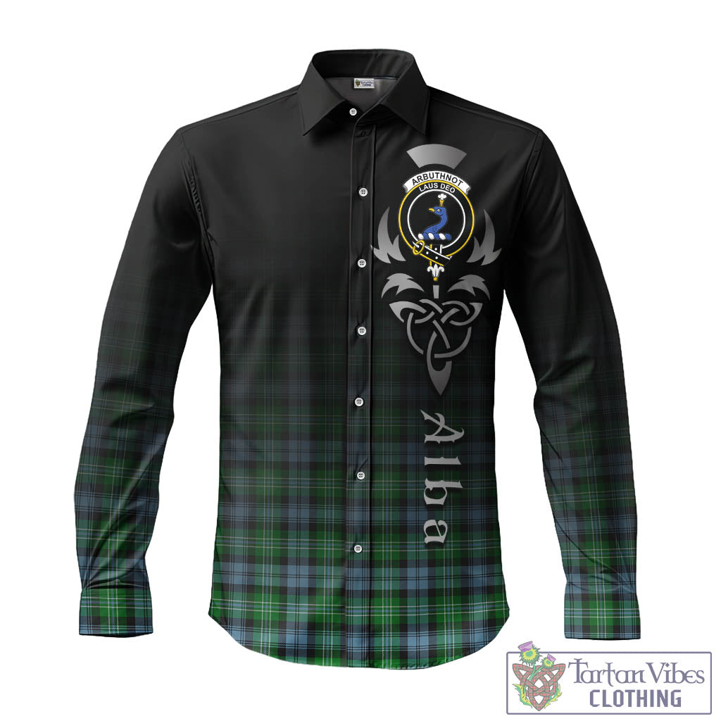 Tartan Vibes Clothing Arbuthnot Ancient Tartan Long Sleeve Button Up Featuring Alba Gu Brath Family Crest Celtic Inspired