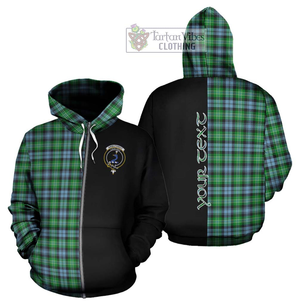 Arbuthnot Ancient Tartan Hoodie with Family Crest and Half Of Me Style - Tartanvibesclothing Shop