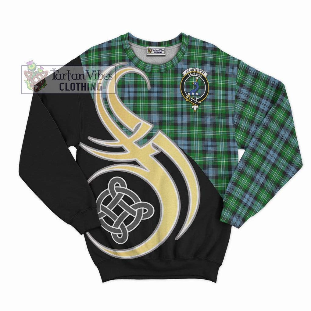 Arbuthnot Ancient Tartan Sweatshirt with Family Crest and Celtic Symbol Style - Tartan Vibes Clothing