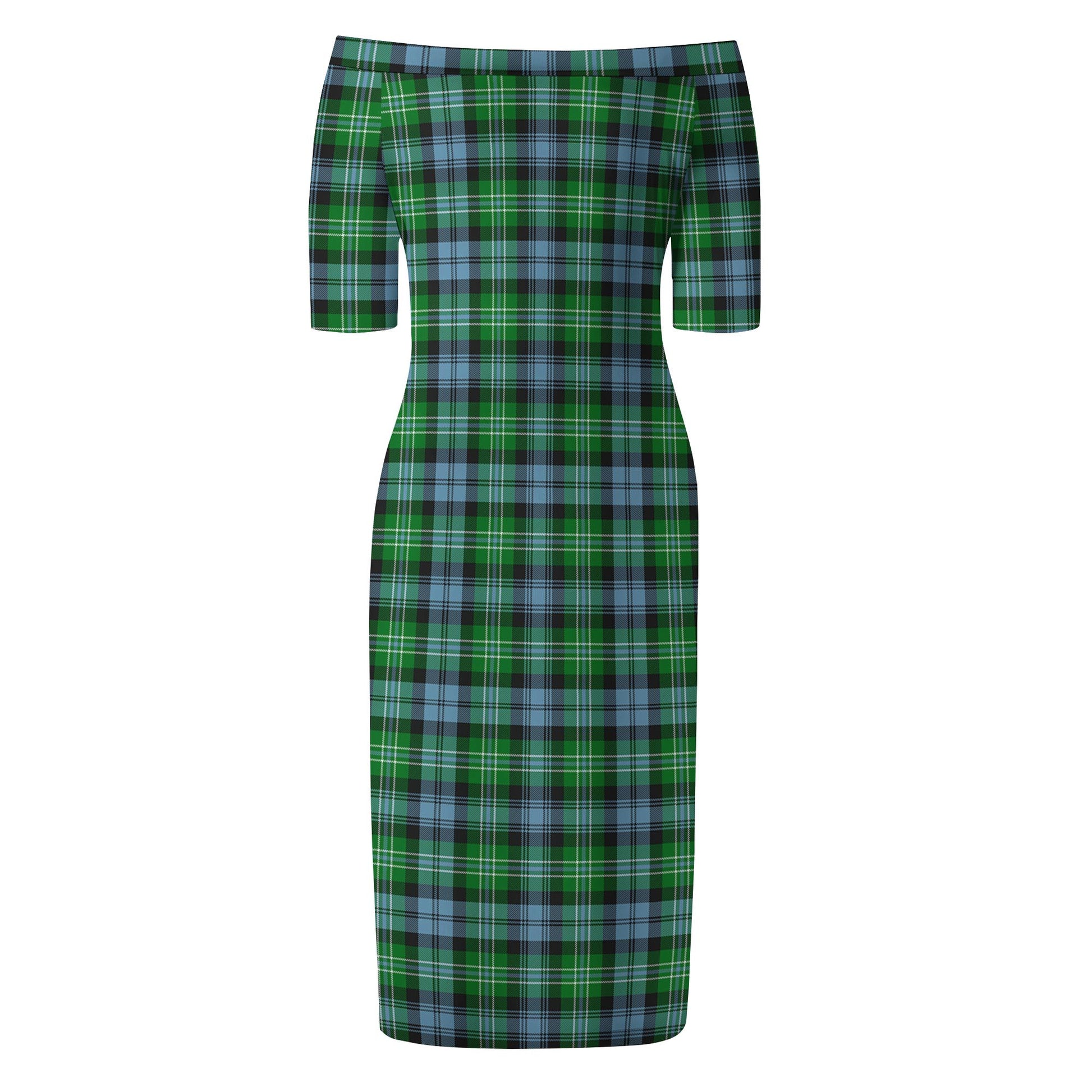 Arbuthnot Ancient Tartan Off Shoulder Lady Dress - Tartanvibesclothing