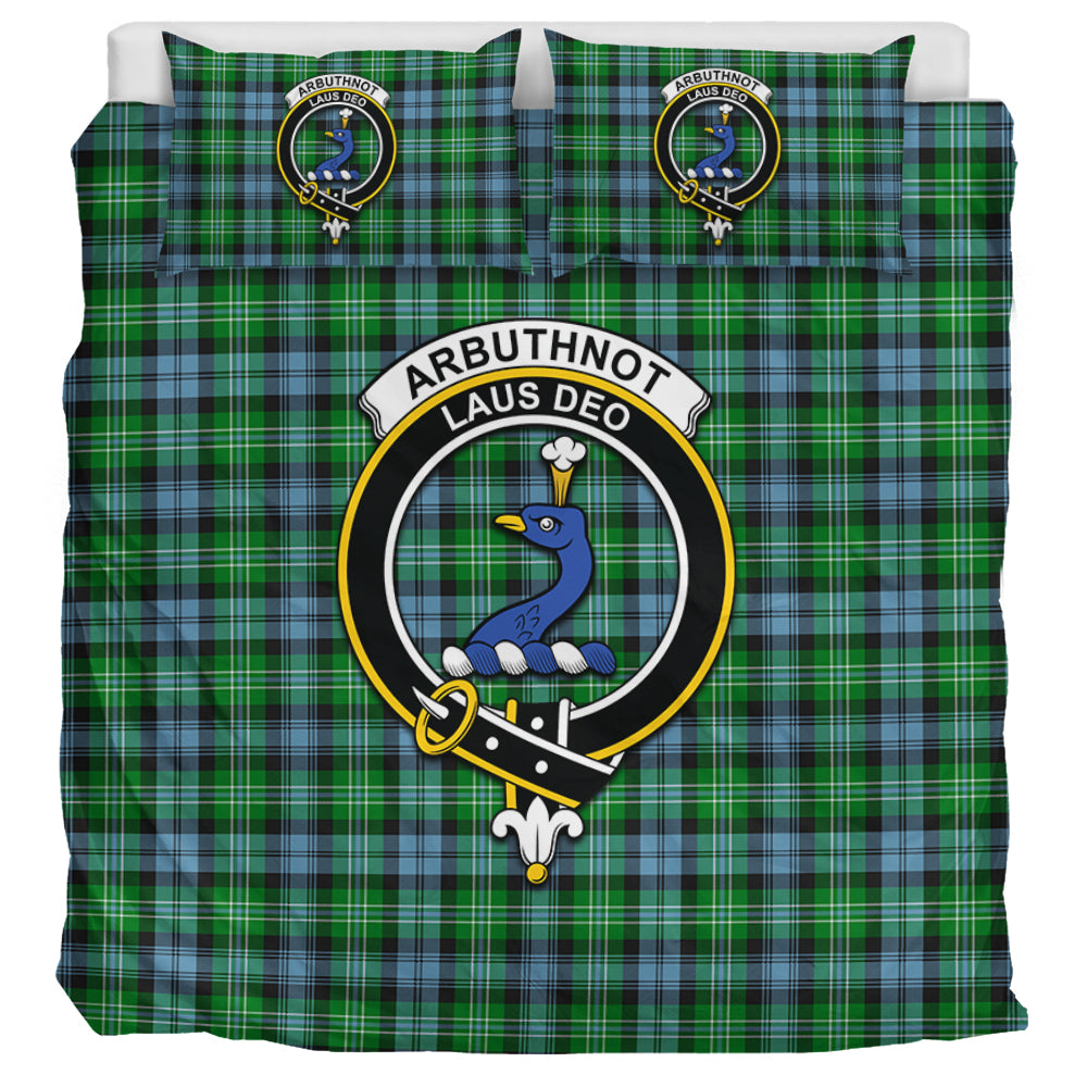 Arbuthnot Ancient Tartan Bedding Set with Family Crest - Tartanvibesclothing