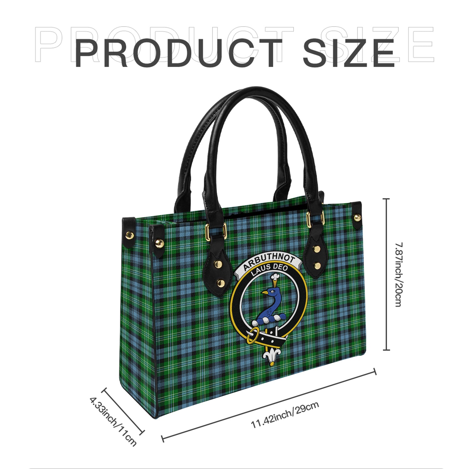 Arbuthnot Ancient Tartan Leather Bag with Family Crest - Tartanvibesclothing