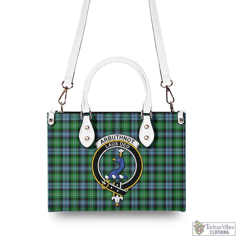 Tartan Vibes Clothing Arbuthnot Ancient Tartan Luxury Leather Handbags with Family Crest