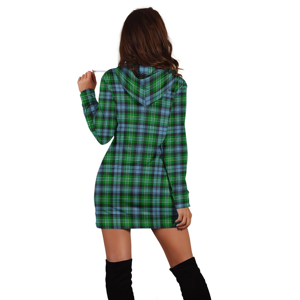 Arbuthnot Ancient Tartan Hoodie Dress with Family Crest - Tartan Vibes Clothing