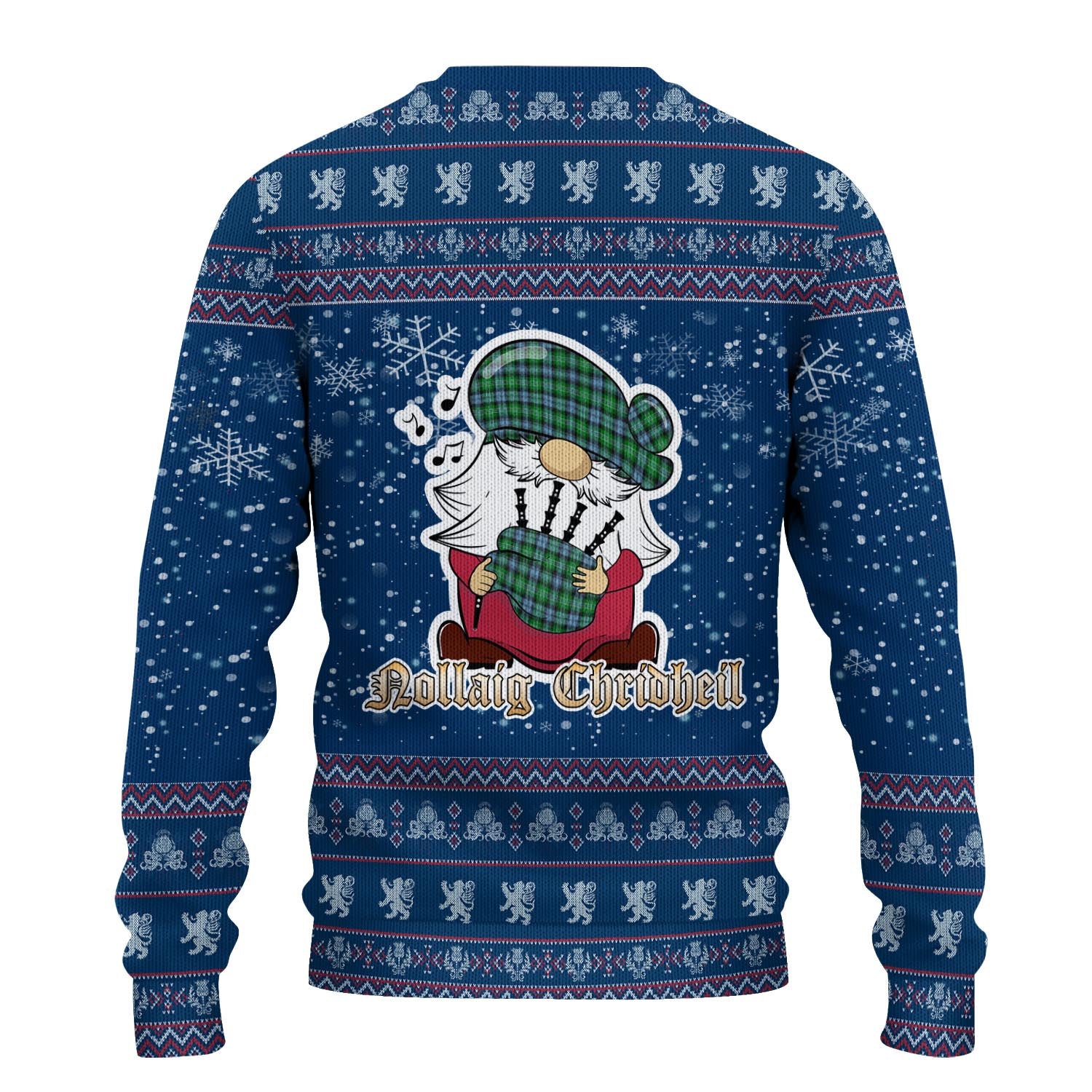 Arbuthnot Ancient Clan Christmas Family Knitted Sweater with Funny Gnome Playing Bagpipes - Tartanvibesclothing