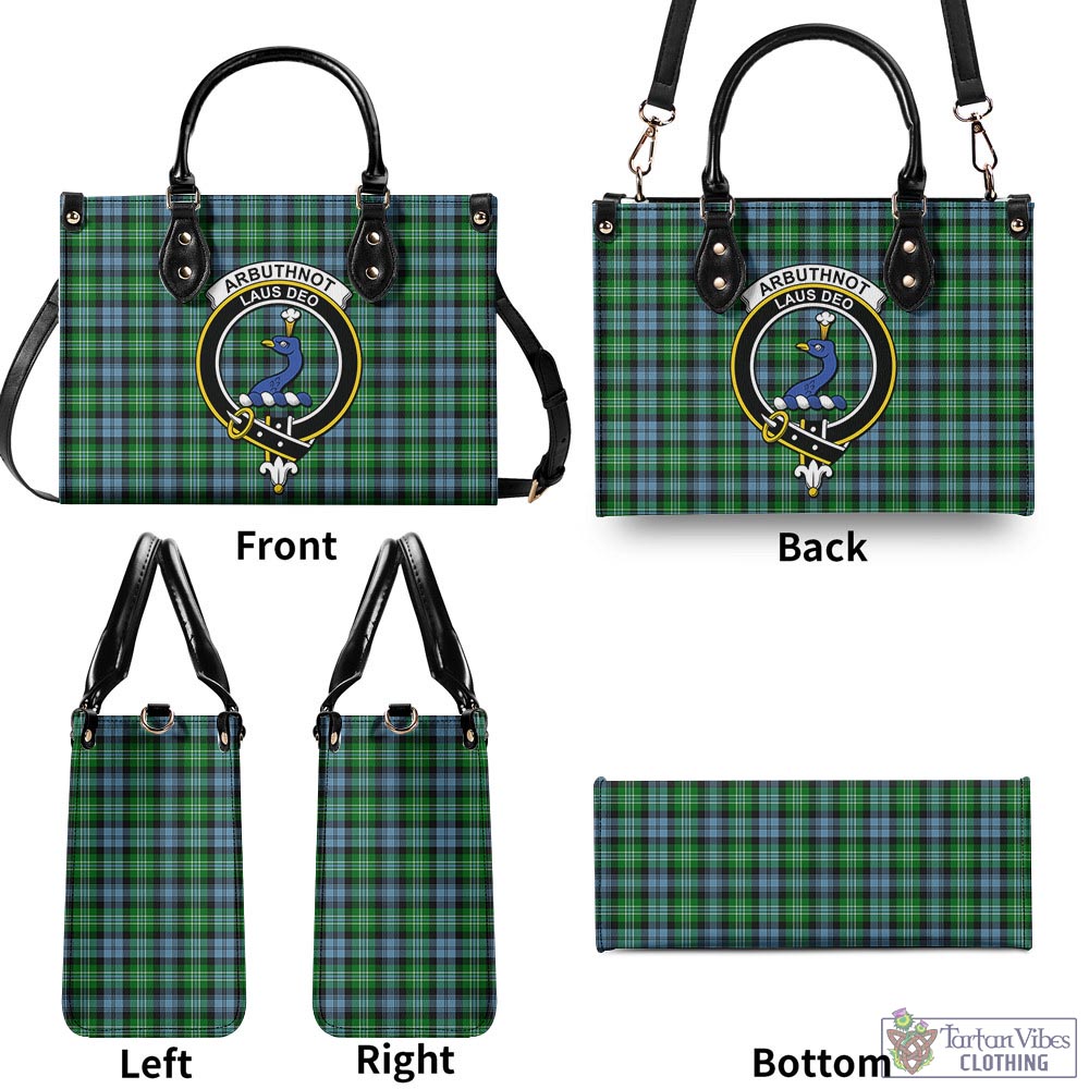 Tartan Vibes Clothing Arbuthnot Ancient Tartan Luxury Leather Handbags with Family Crest