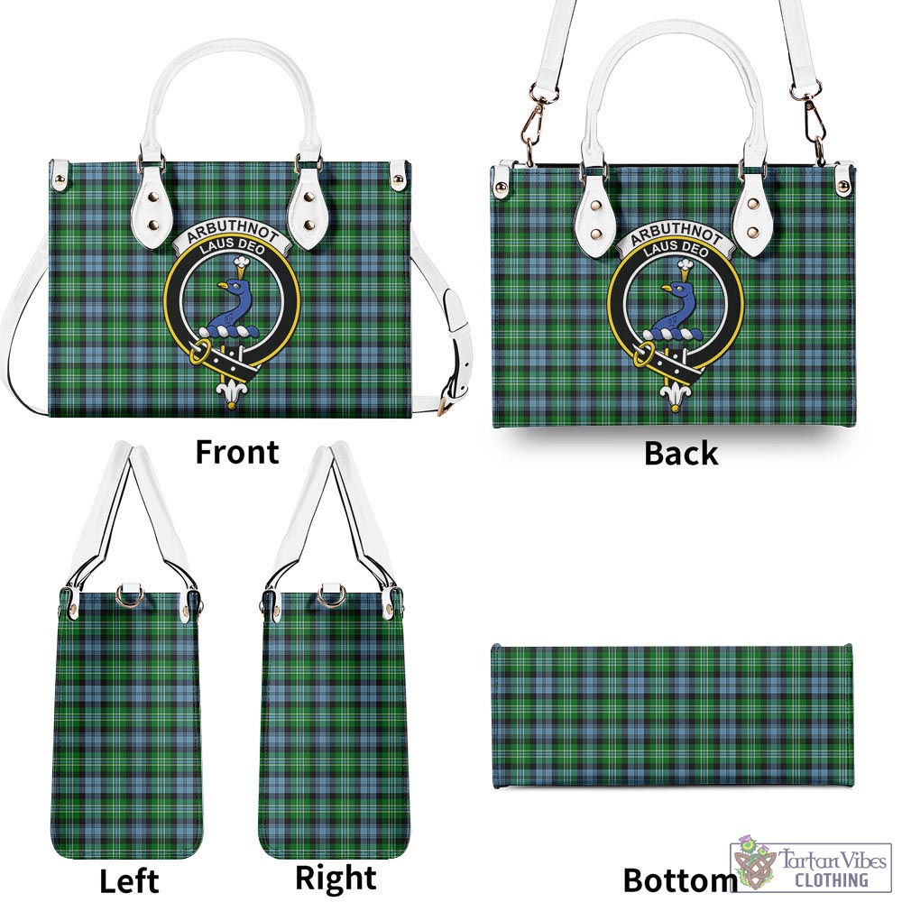 Tartan Vibes Clothing Arbuthnot Ancient Tartan Luxury Leather Handbags with Family Crest