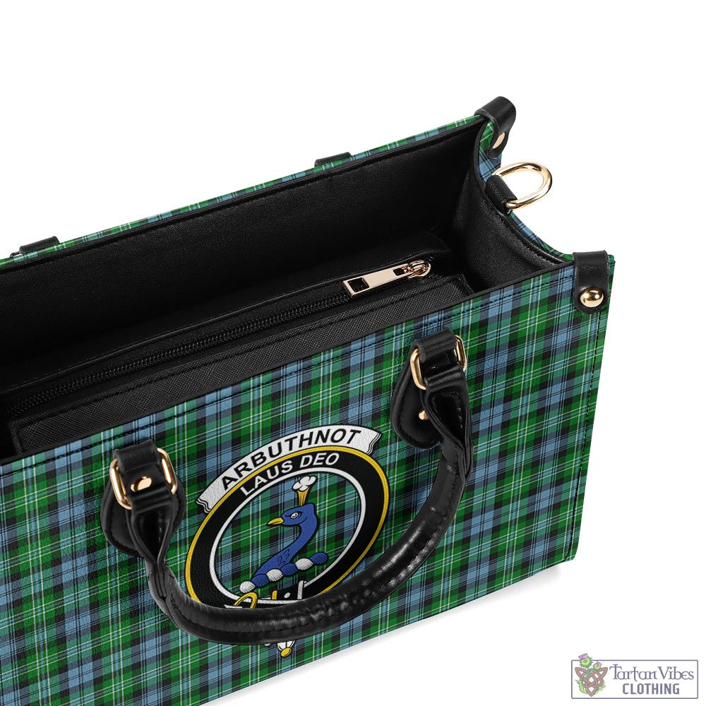 Tartan Vibes Clothing Arbuthnot Ancient Tartan Luxury Leather Handbags with Family Crest