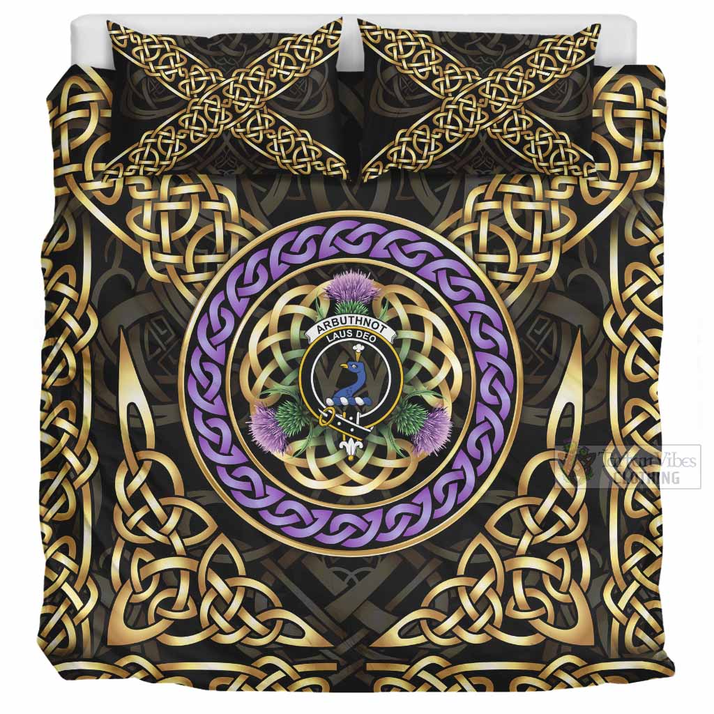 Arbuthnot Clan Crest Bedding Set Celtic Scottish Thistle UK Bedding Set UK Super King 104*94 inch - Tartan Vibes Clothing