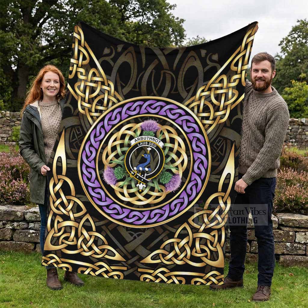 Arbuthnot Clan Crest Blanket Celtic Scottish Thistle - Tartan Vibes Clothing