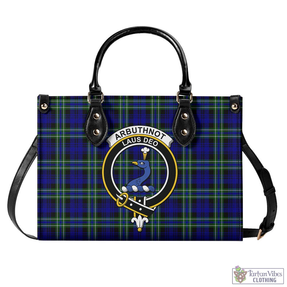 Tartan Vibes Clothing Arbuthnot Modern Tartan Luxury Leather Handbags with Family Crest