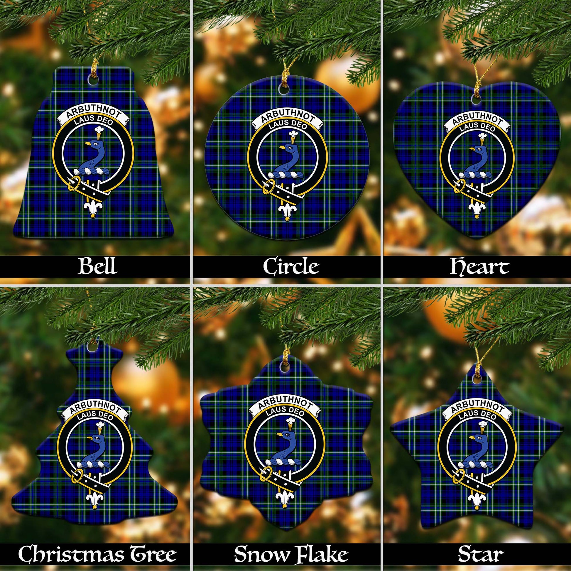 Arbuthnot Modern Tartan Christmas Ornaments with Family Crest Ceramic Bell Pack 1: ornament * 1 piece - Tartanvibesclothing