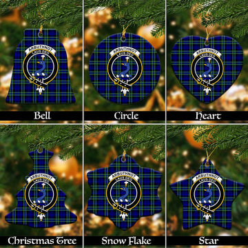 Arbuthnot Modern Tartan Christmas Ceramic Ornaments with Family Crest