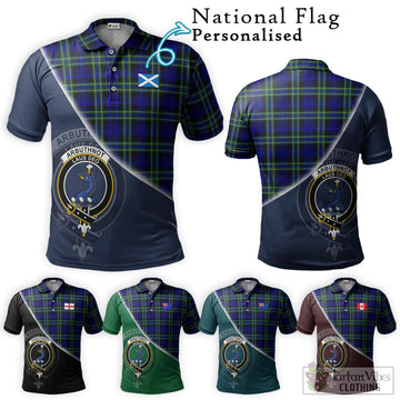 Arbuthnot Modern Tartan Polo Shirt with Personalised National Flag and Family Crest Half Style