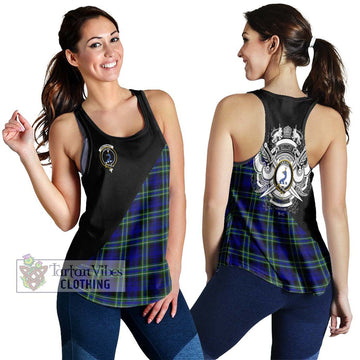 Arbuthnot Modern Tartan Women's Racerback Tanks with Family Crest and Military Logo Style