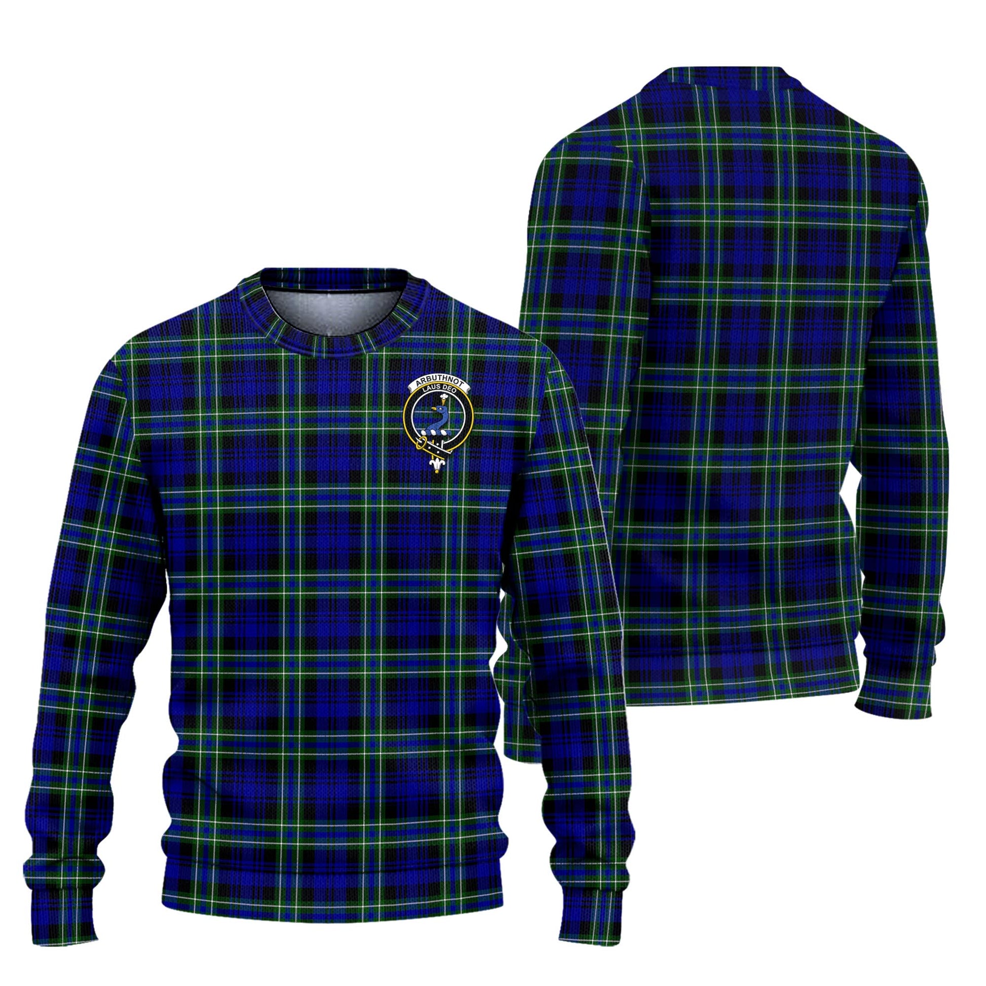 Arbuthnot Modern Tartan Knitted Sweater with Family Crest Unisex - Tartanvibesclothing