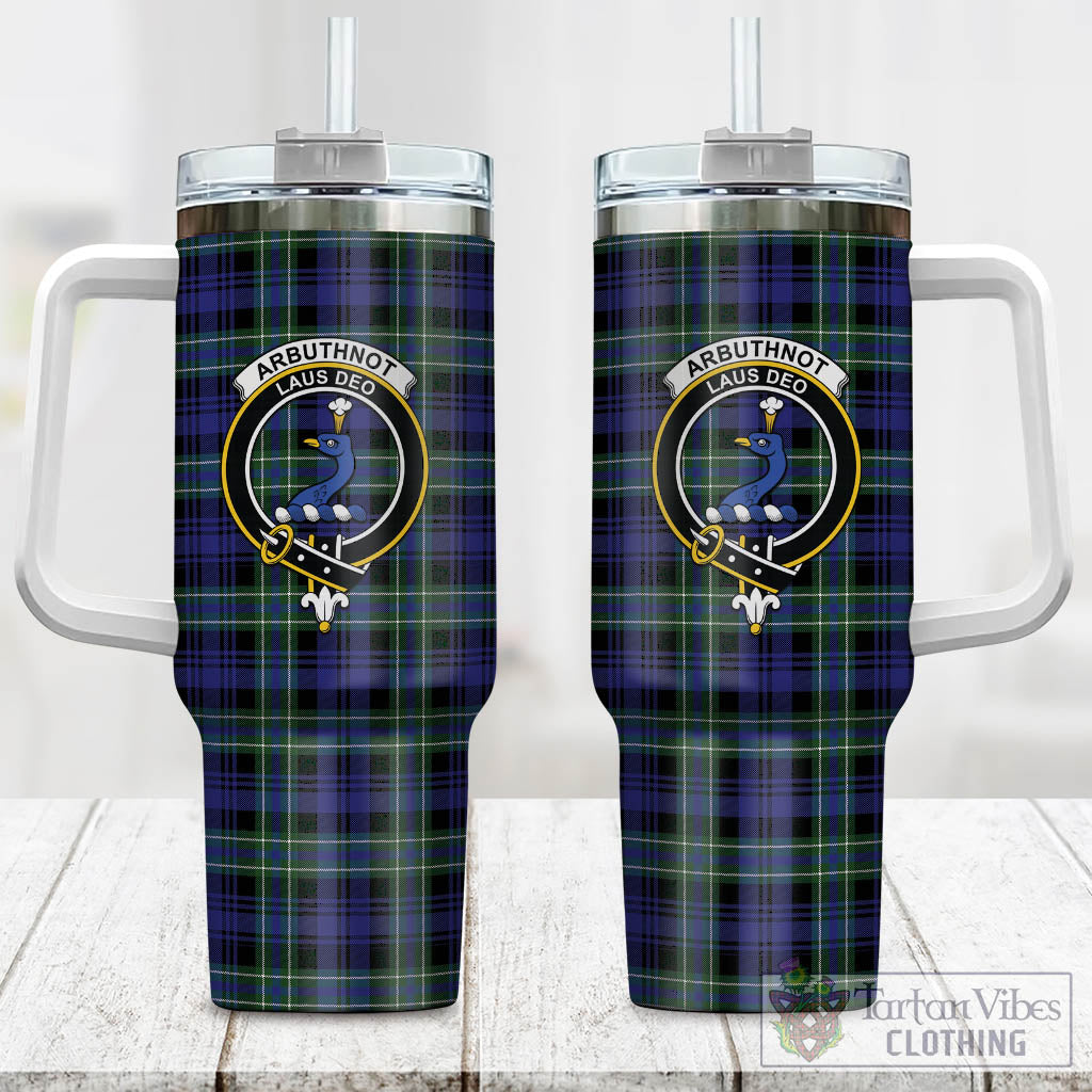 Tartan Vibes Clothing Arbuthnot Modern Tartan and Family Crest Tumbler with Handle