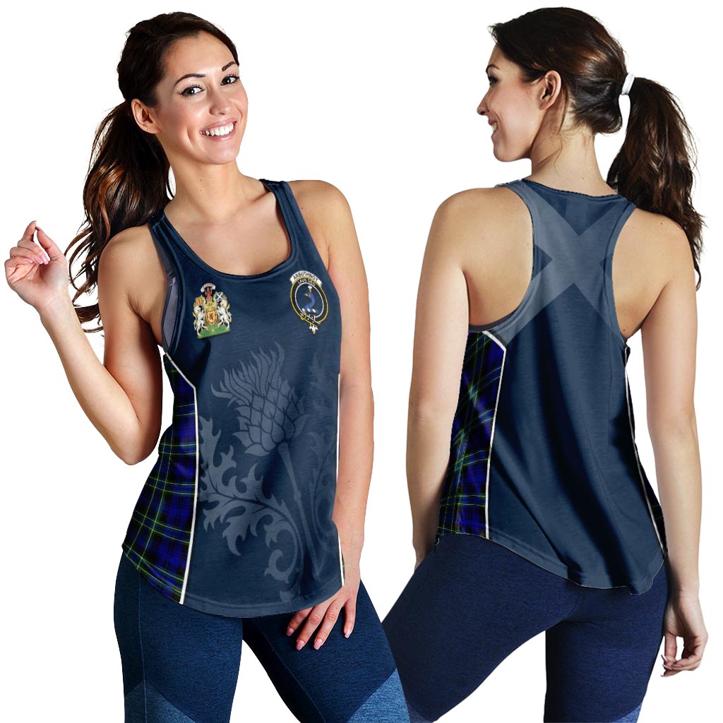 Tartan Vibes Clothing Arbuthnot Modern Tartan Women's Racerback Tanks with Family Crest and Scottish Thistle Vibes Sport Style