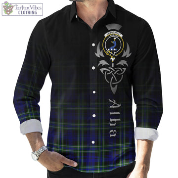 Arbuthnot Modern Tartan Long Sleeve Button Up Featuring Alba Gu Brath Family Crest Celtic Inspired