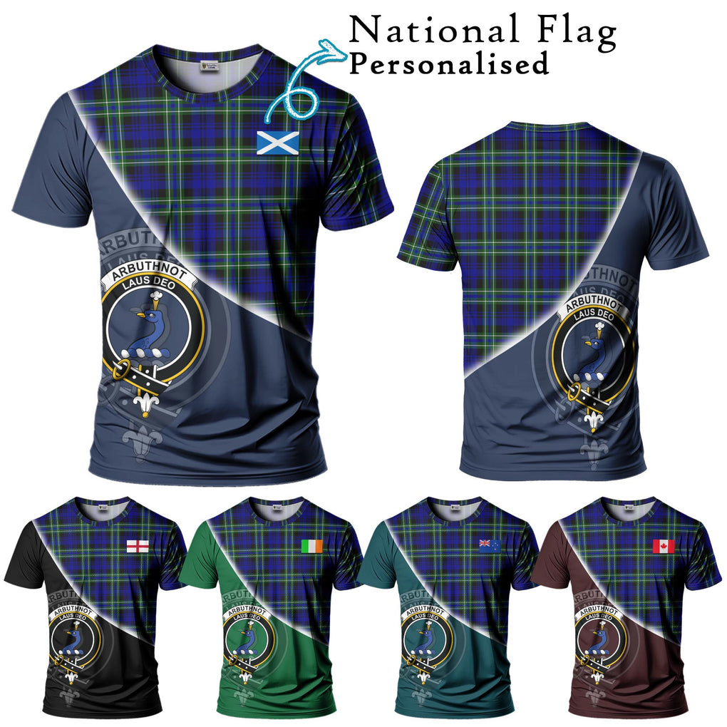 Arbuthnot Modern Tartan T-Shirt with Personalised National Flag and Family Crest Half Style Kid's Shirt - Tartanvibesclothing Shop