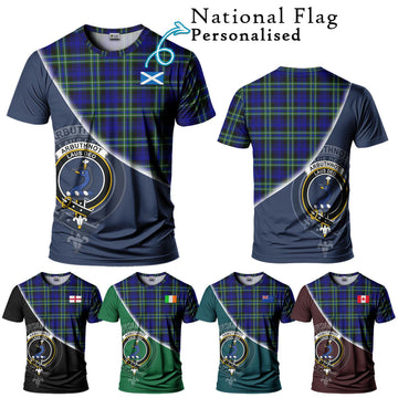 Arbuthnot Modern Tartan T-Shirt with Personalised National Flag and Family Crest Half Style