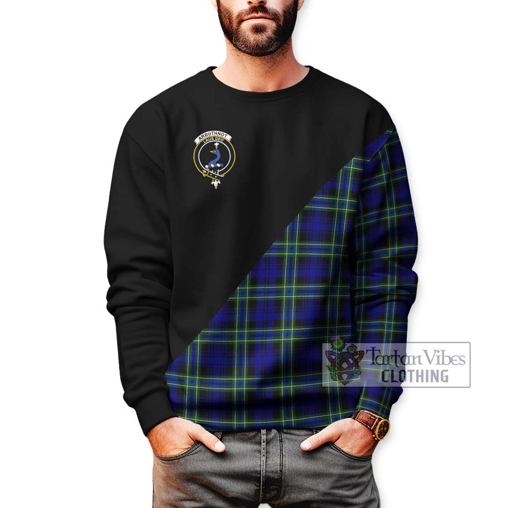 Arbuthnot Modern Tartan Sweatshirt with Family Crest and Military Logo Style Unisex - Tartanvibesclothing Shop