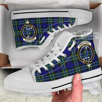 Arbuthnot Modern Tartan High Top Shoes with Family Crest