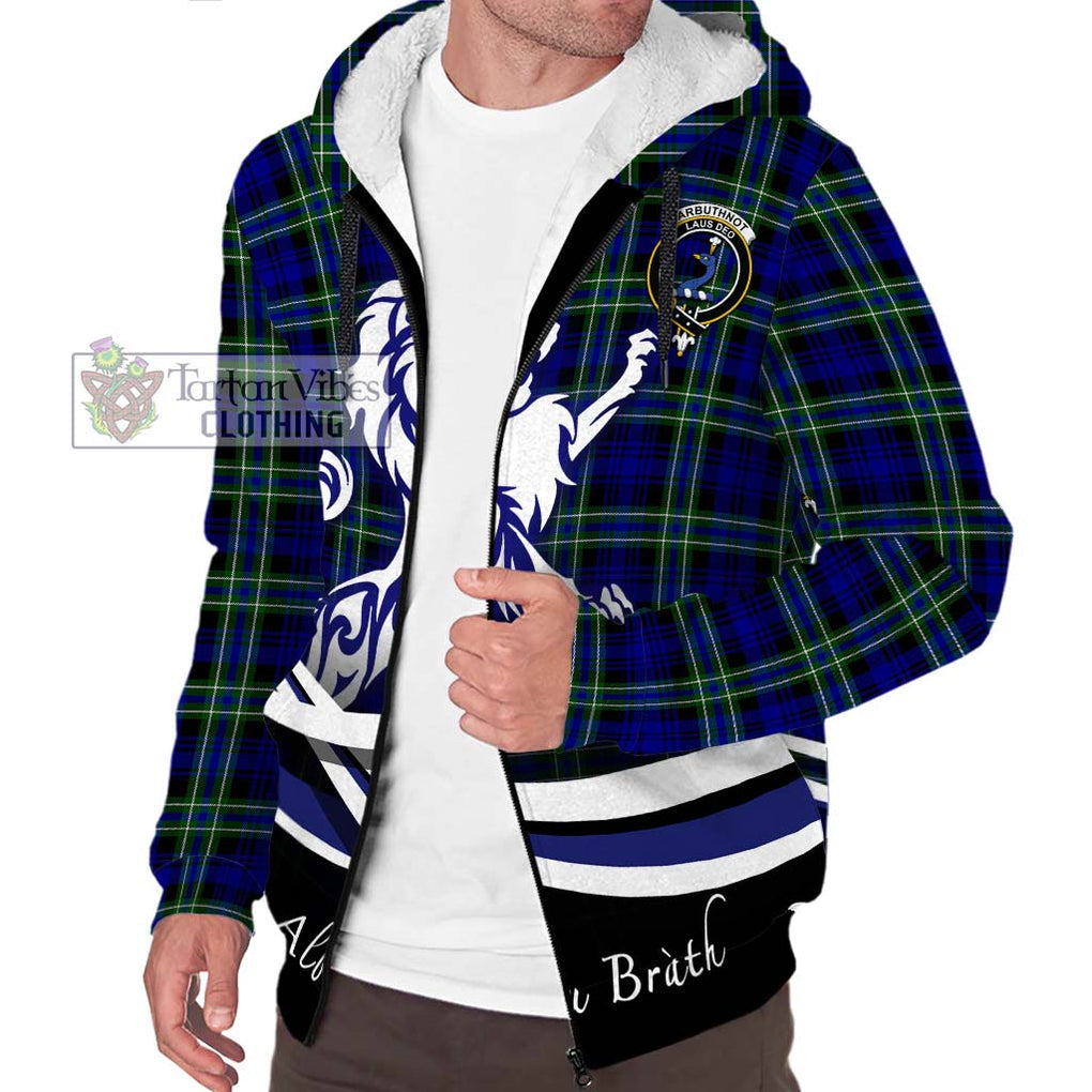 Arbuthnot Modern Tartan Sherpa Hoodie with Alba Gu Brath Regal Lion Emblem Unisex S - Tartanvibesclothing Shop