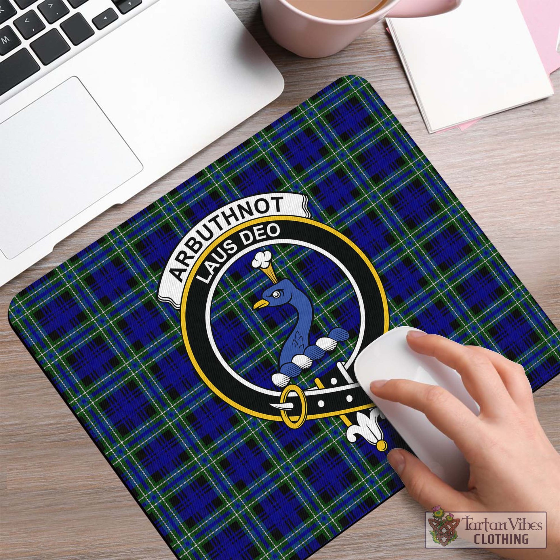 Tartan Vibes Clothing Arbuthnot Modern Tartan Mouse Pad with Family Crest