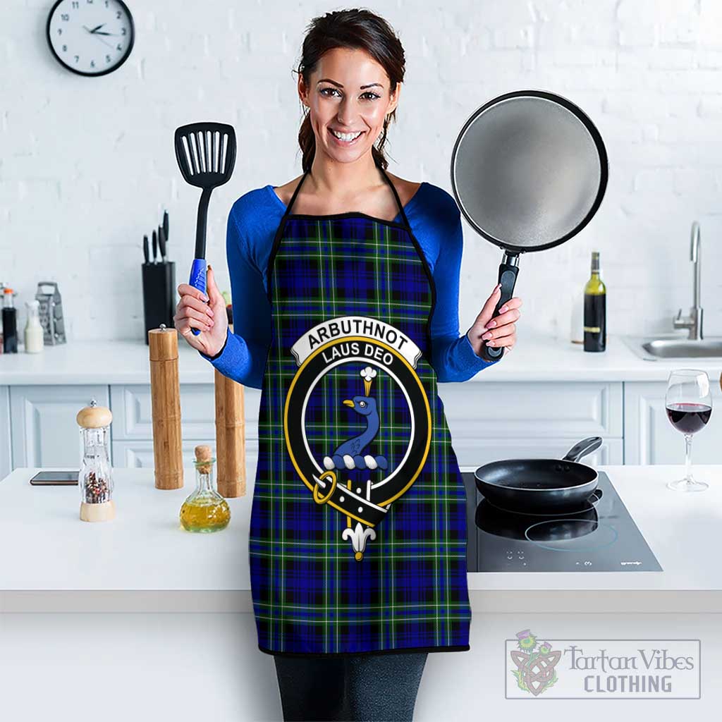 Arbuthnot Modern Tartan Apron with Family Crest Black S 38x47 cm - Tartan Vibes Clothing