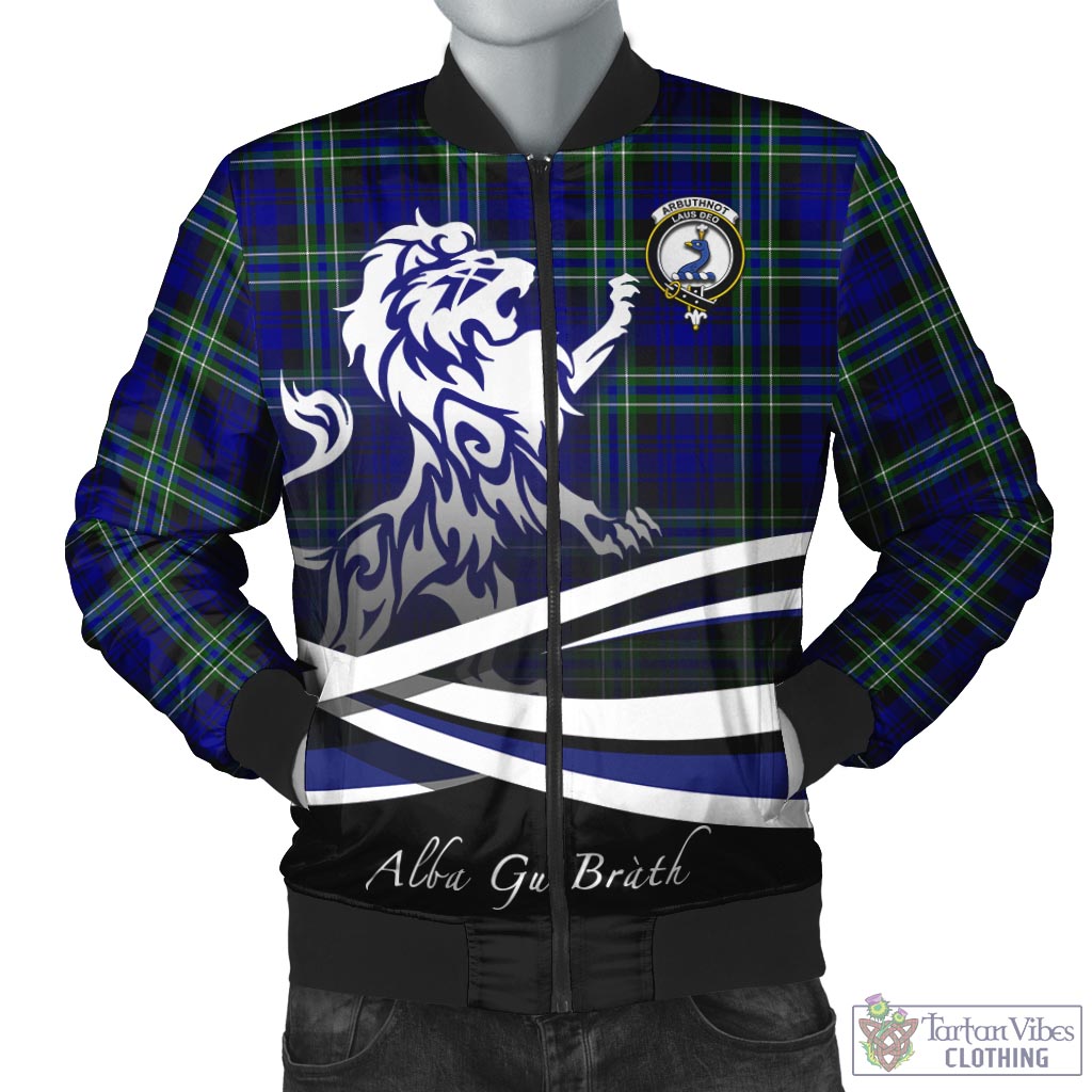 Tartan Vibes Clothing Arbuthnot Modern Tartan Bomber Jacket with Alba Gu Brath Regal Lion Emblem