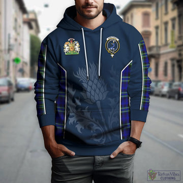 Arbuthnot Modern Tartan Hoodie with Family Crest and Scottish Thistle Vibes Sport Style