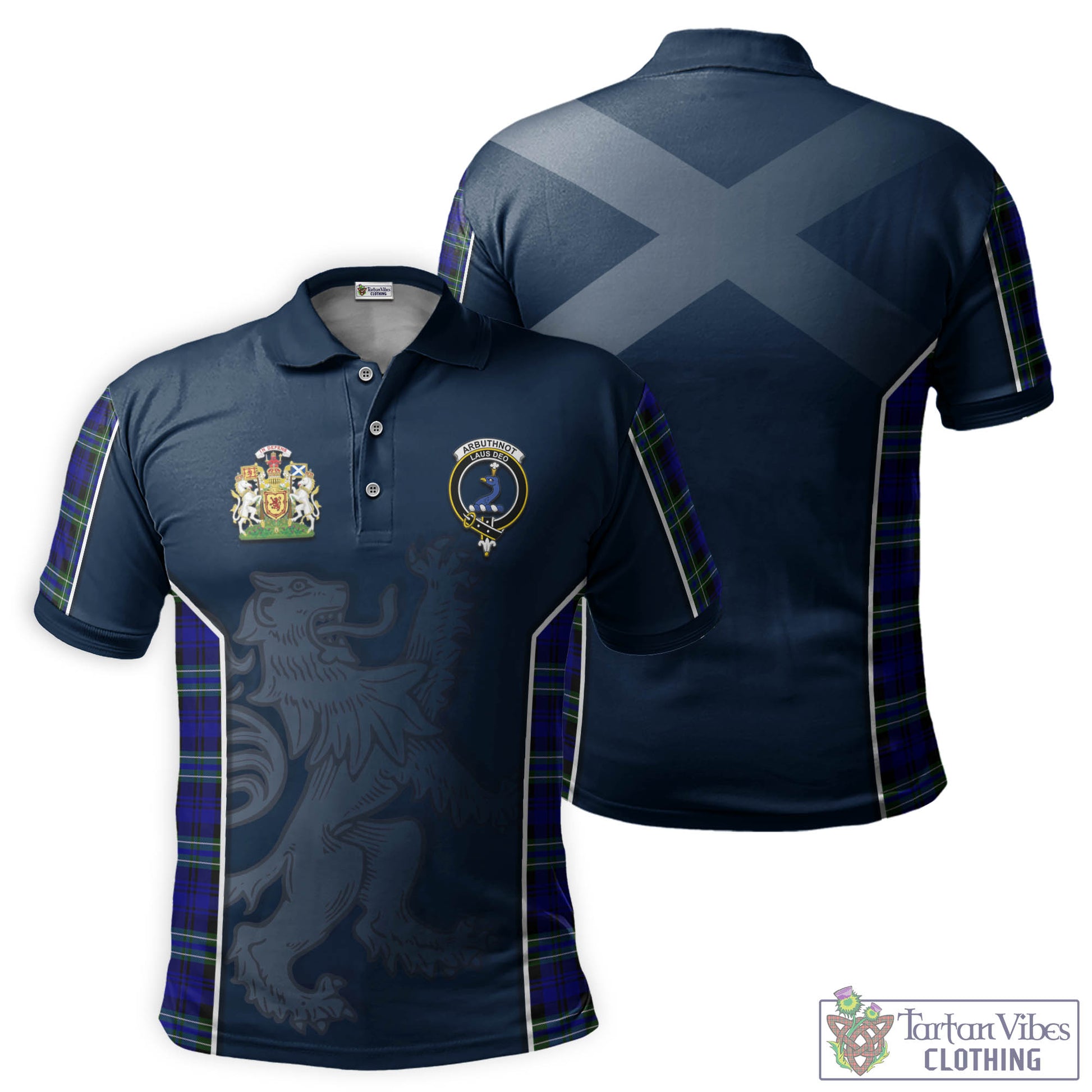 Tartan Vibes Clothing Arbuthnot Modern Tartan Men's Polo Shirt with Family Crest and Lion Rampant Vibes Sport Style