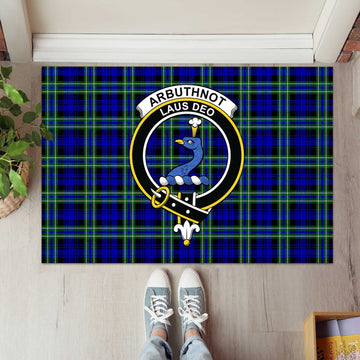 Arbuthnot Modern Tartan Door Mat with Family Crest