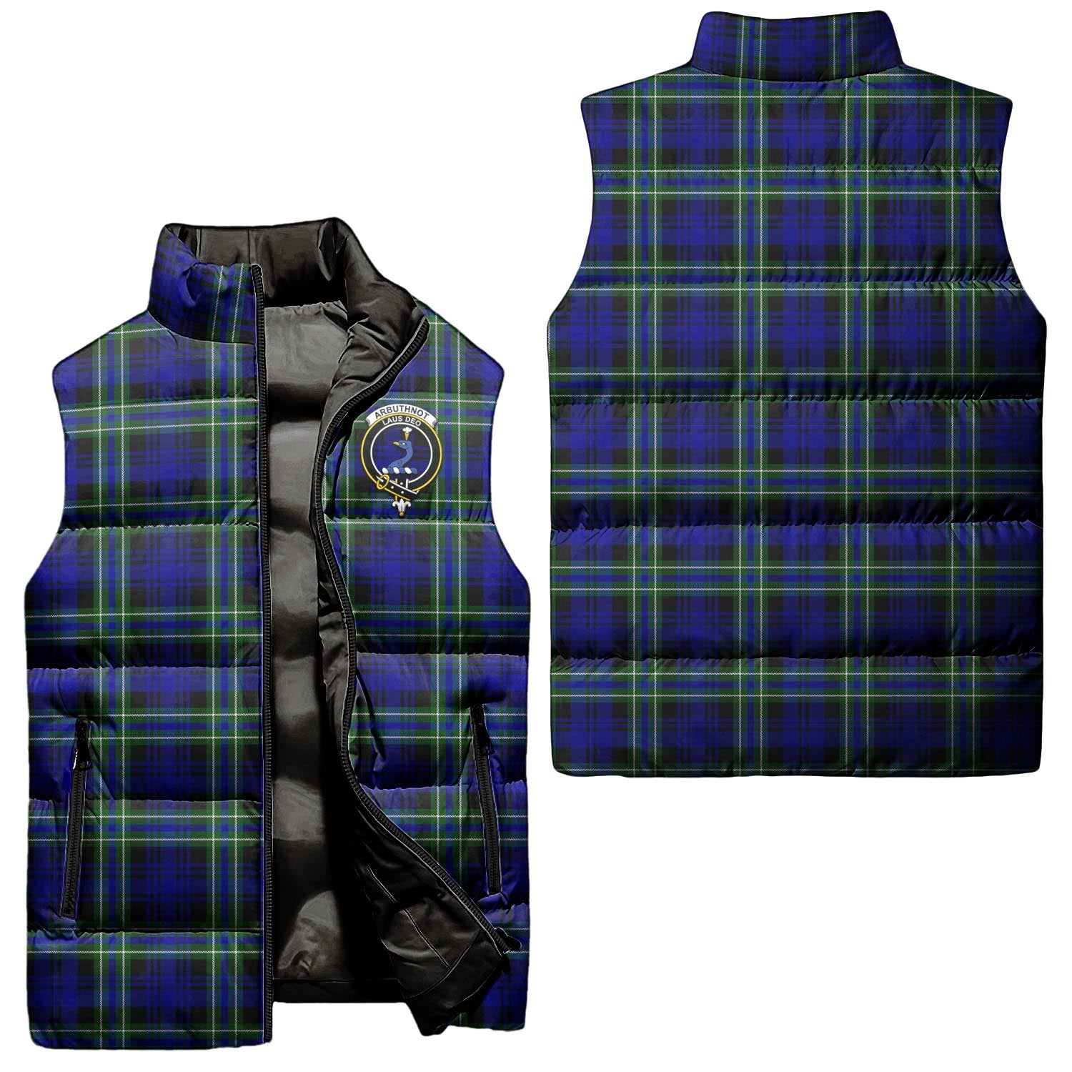 Arbuthnot Modern Tartan Sleeveless Puffer Jacket with Family Crest Unisex - Tartanvibesclothing