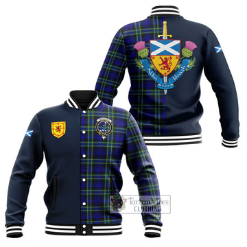 Arbuthnot Modern Tartan Baseball Jacket Alba with Scottish Lion Royal Arm Half Style