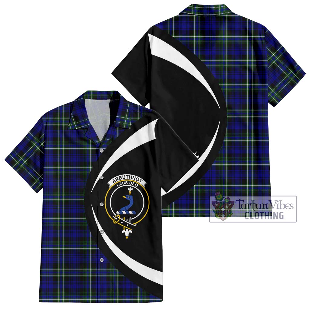 Arbuthnot Modern Tartan Short Sleeve Button Up with Family Crest Circle Style Kid - Tartan Vibes Clothing