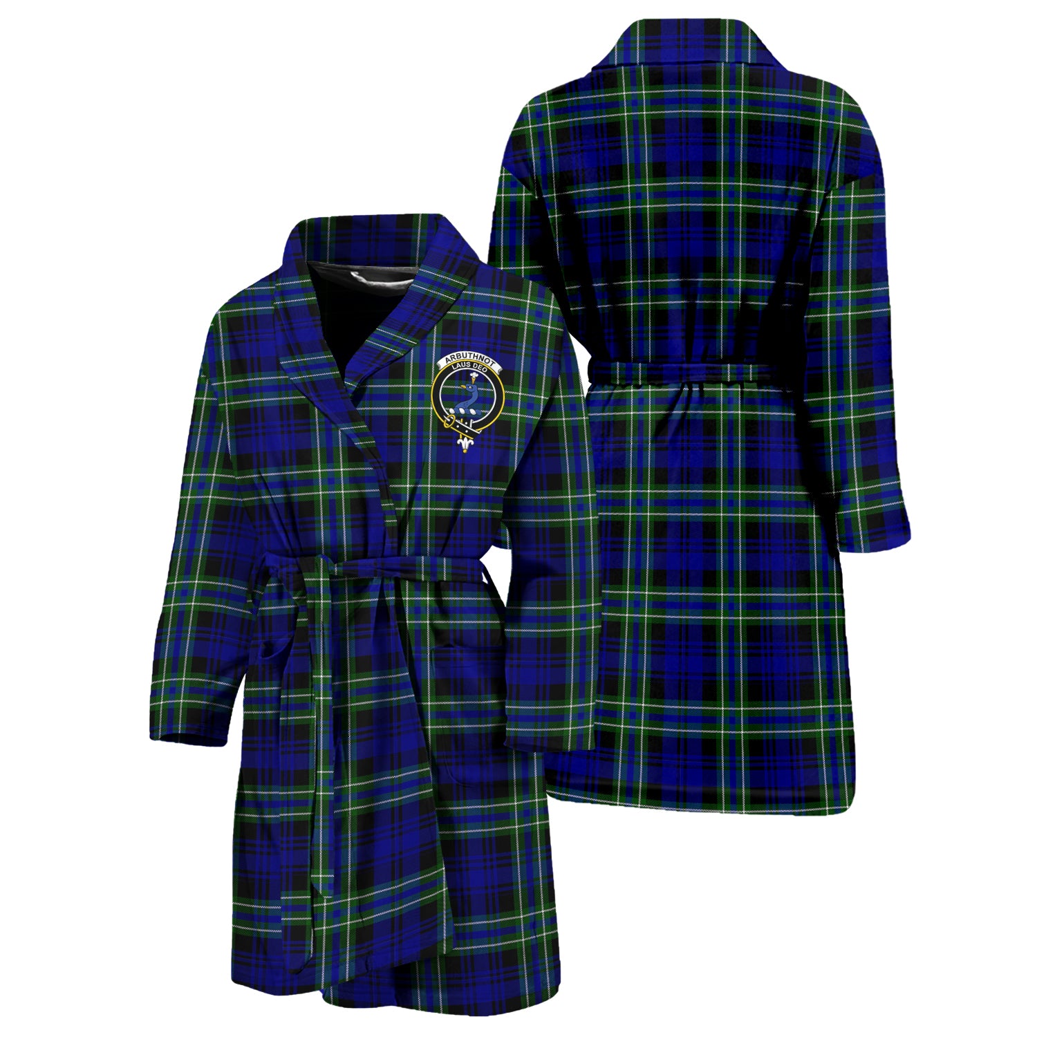 Arbuthnot Modern Tartan Bathrobe with Family Crest Unisex S - Tartan Vibes Clothing