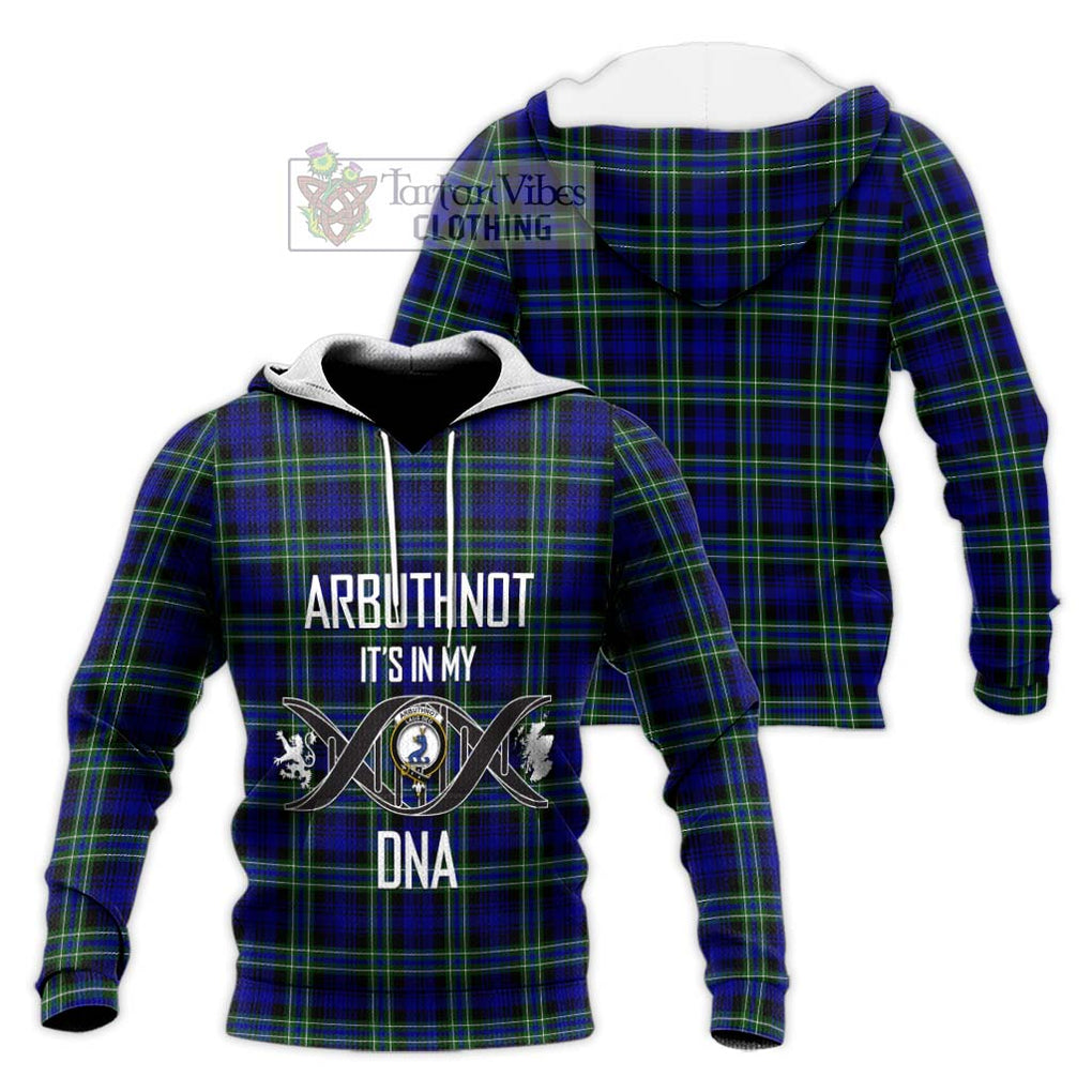 Arbuthnot Modern Tartan Knitted Hoodie with Family Crest DNA In Me Style Unisex Knitted Pullover Hoodie - Tartanvibesclothing Shop