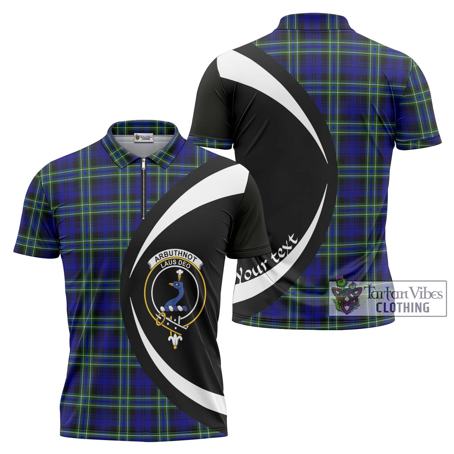 Tartan Vibes Clothing Arbuthnot Modern Tartan Zipper Polo Shirt with Family Crest Circle Style