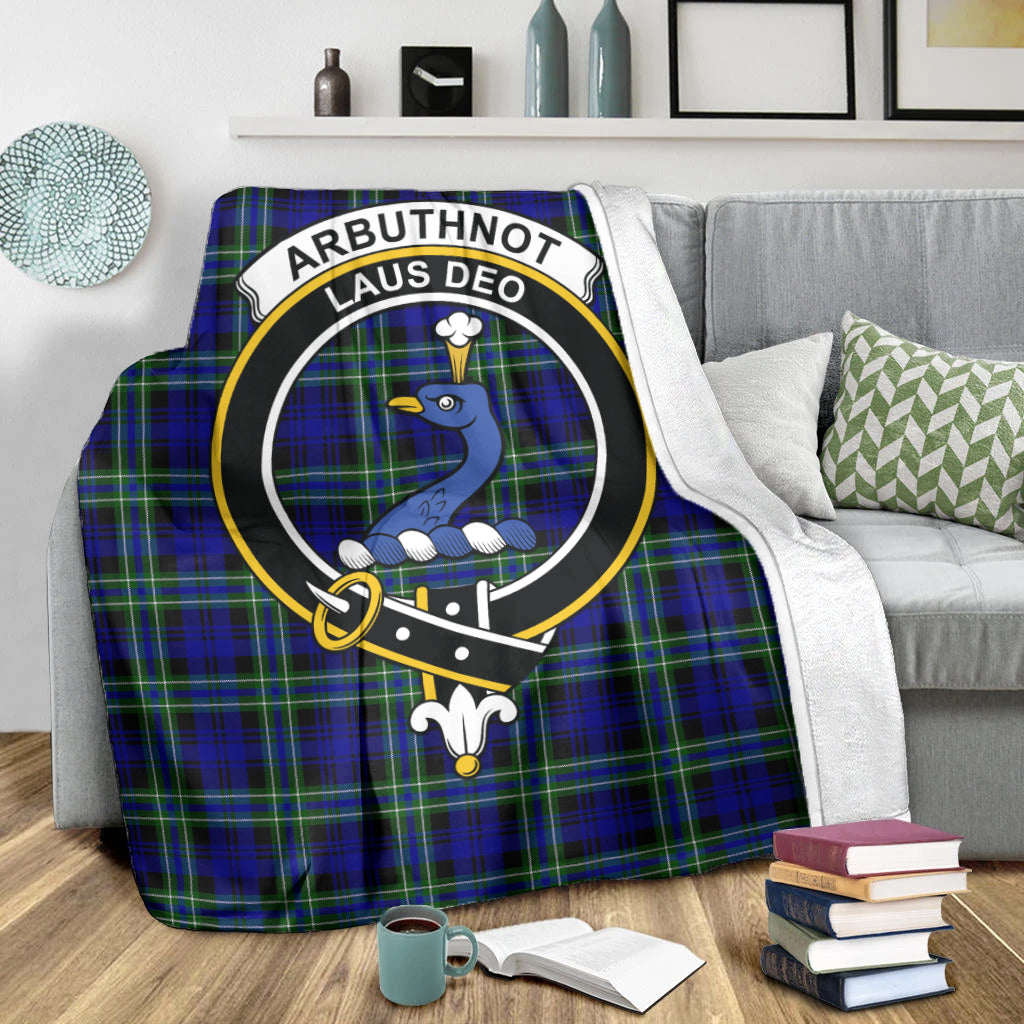 Arbuthnot Modern Tartan Blanket with Family Crest X-Large 59 x 79 inches 150 x 200 cm - Tartan Vibes Clothing