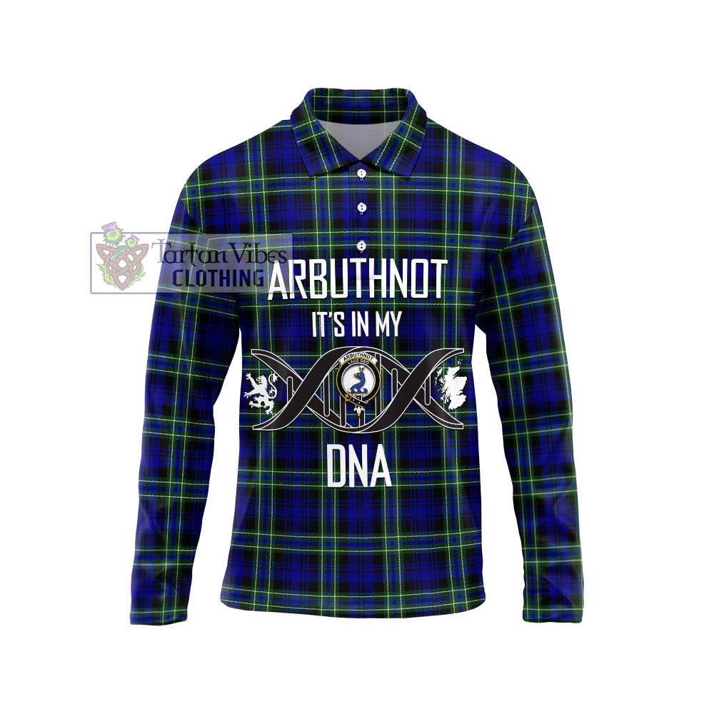 Arbuthnot Modern Tartan Long Sleeve Polo Shirt with Family Crest DNA In Me Style Unisex - Tartanvibesclothing Shop