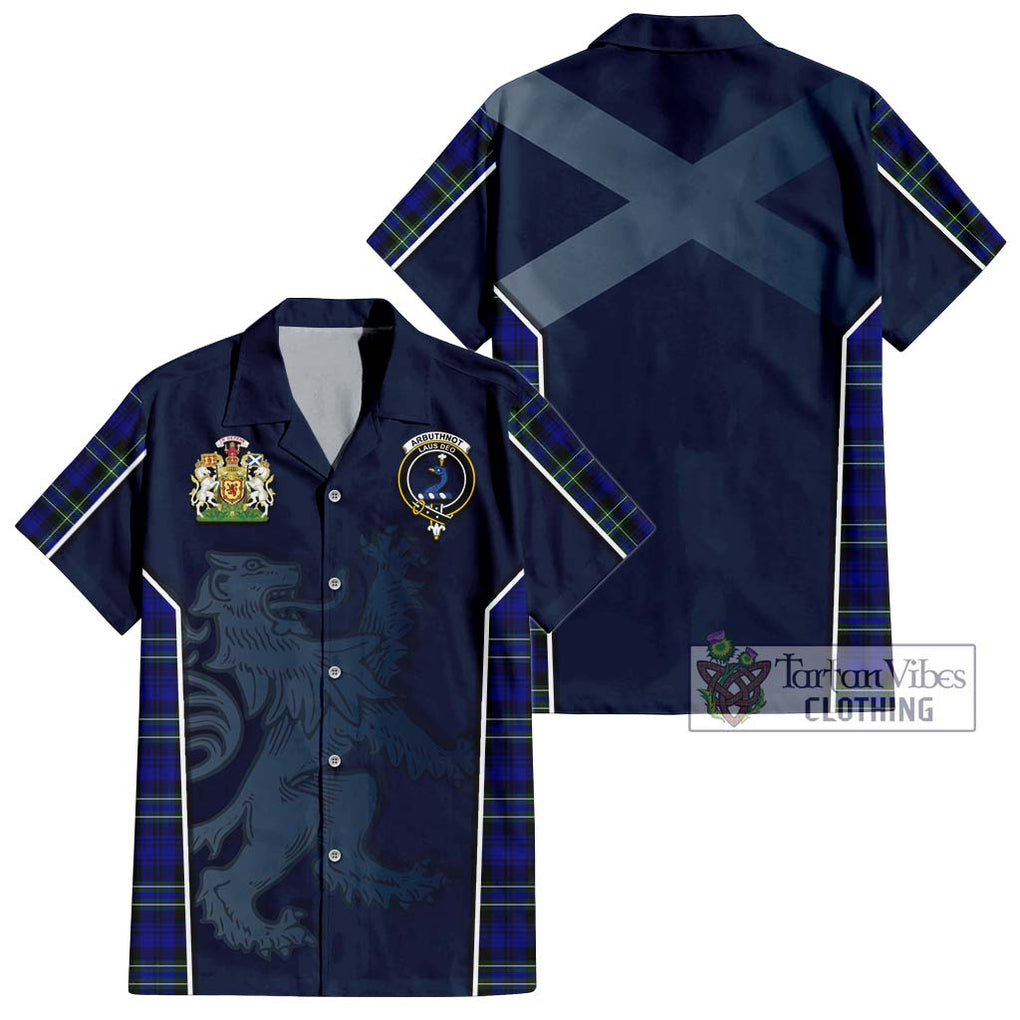 Arbuthnot Modern Tartan Short Sleeve Button Shirt with Family Crest and Lion Rampant Vibes Sport Style Kid - Tartan Vibes Clothing